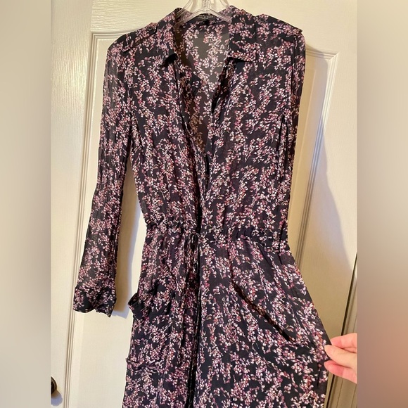 Rag & Bone Field Floral Print Georgette Midi Shirt Dress Size 8 Long Sleeve - Picture 4 of 10